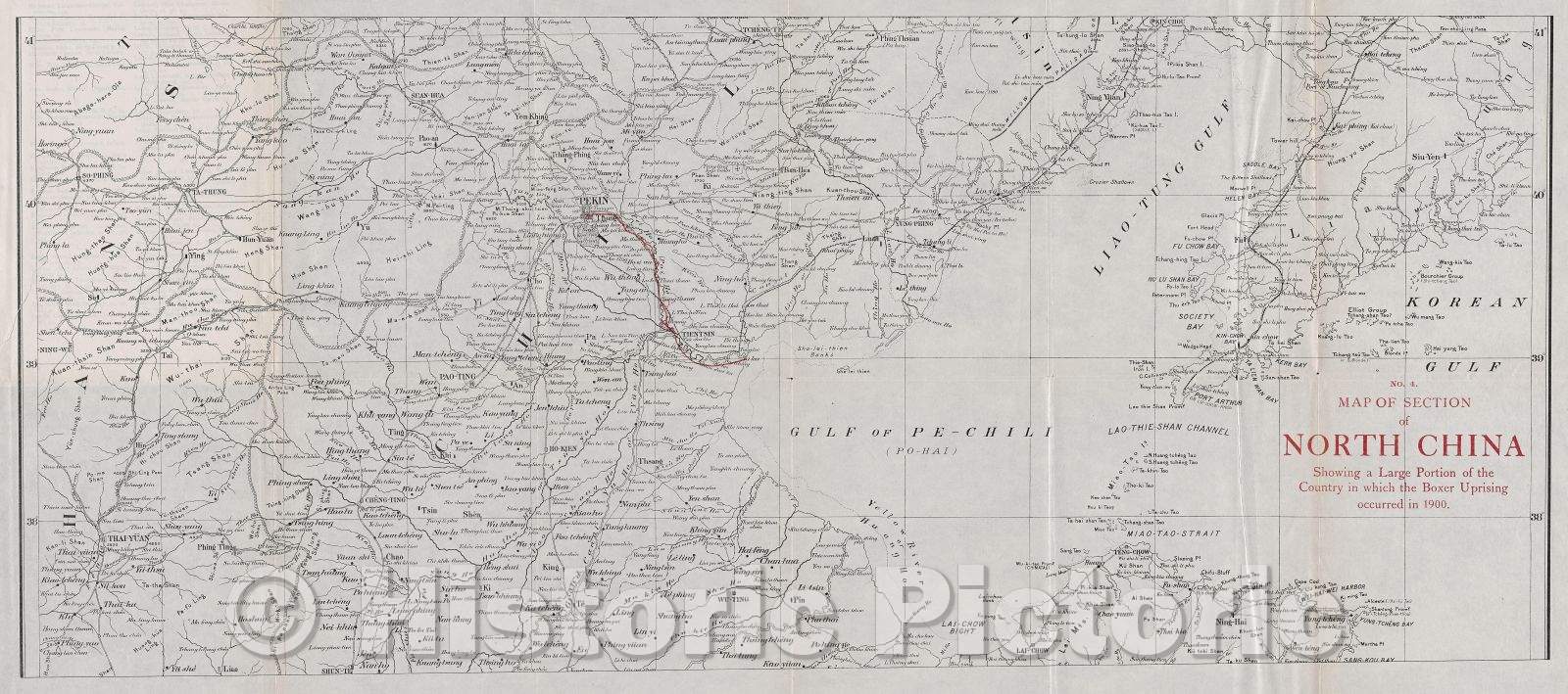 Historic Map : Map of the section of North China showing a large portion of the country in which the Boxer uprising occurred in 1900., 1903 , Vintage Wall Art