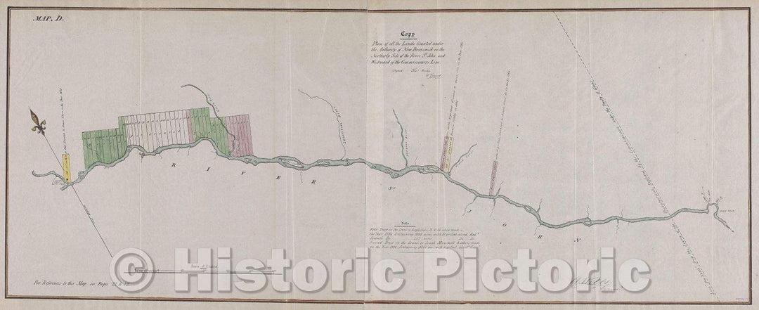 Historic Map : Plan of all the lands granted under the authority of New Brunswick on the northerly side of the River St. John and westward of the commissioners line, 1845 , Vintage Wall Art