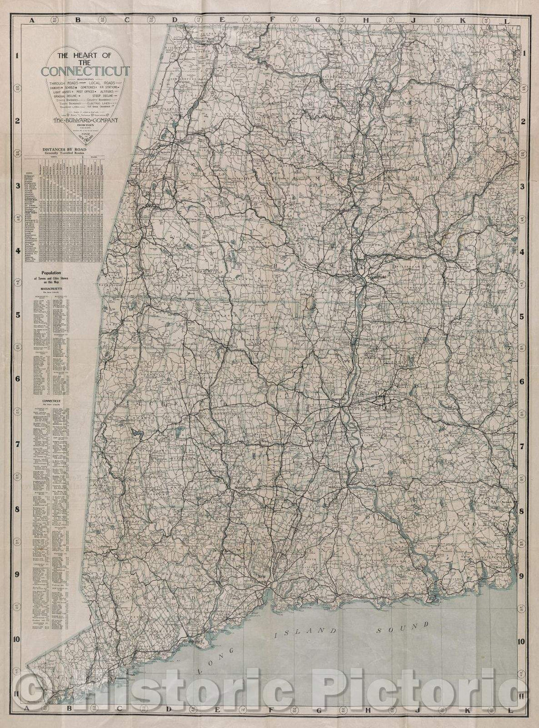 Historic Map : The heart of the Connecticut ; New England commercial and route survey, 1911 , Vintage Wall Art