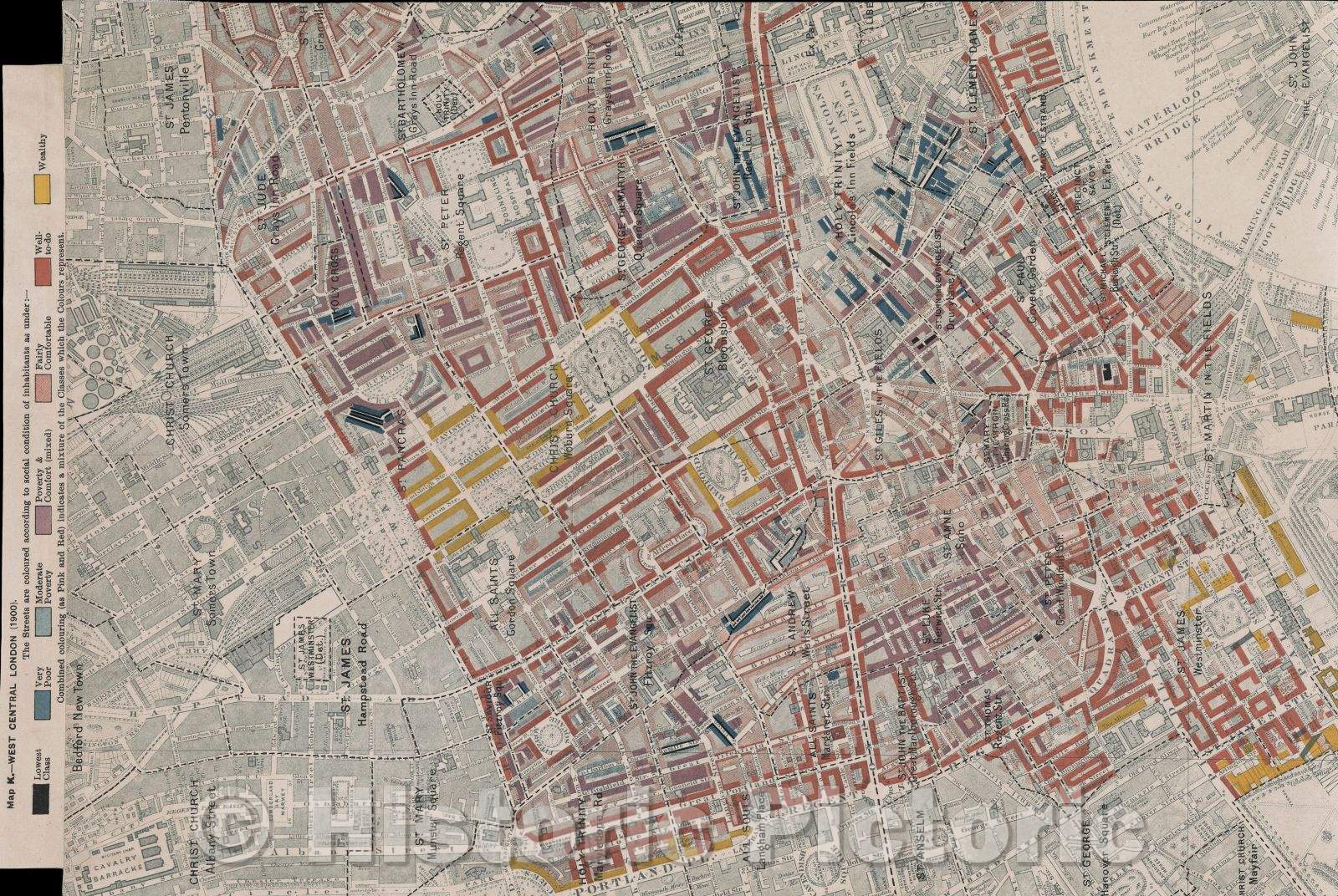 Historic Map : Map K. - West Central London (1900)., 1900 , Vintage Wall Art