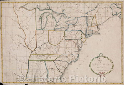 Historic Map : A Map of the United States of America, c. 1810 , Vintage Wall Art