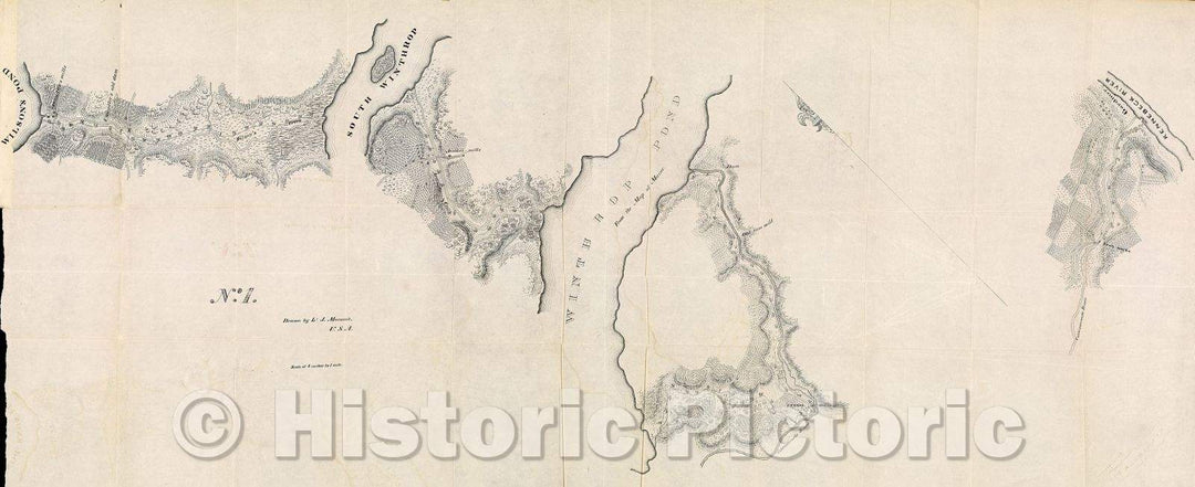 Historic Map : Survey of Kennebeck River, Vintage Wall Art