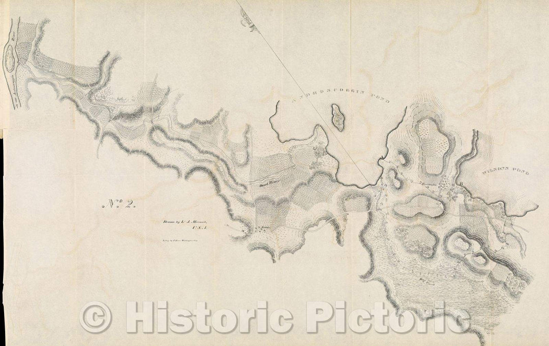 Historic Map : Survey of Kennebeck sic River, Vintage Wall Art