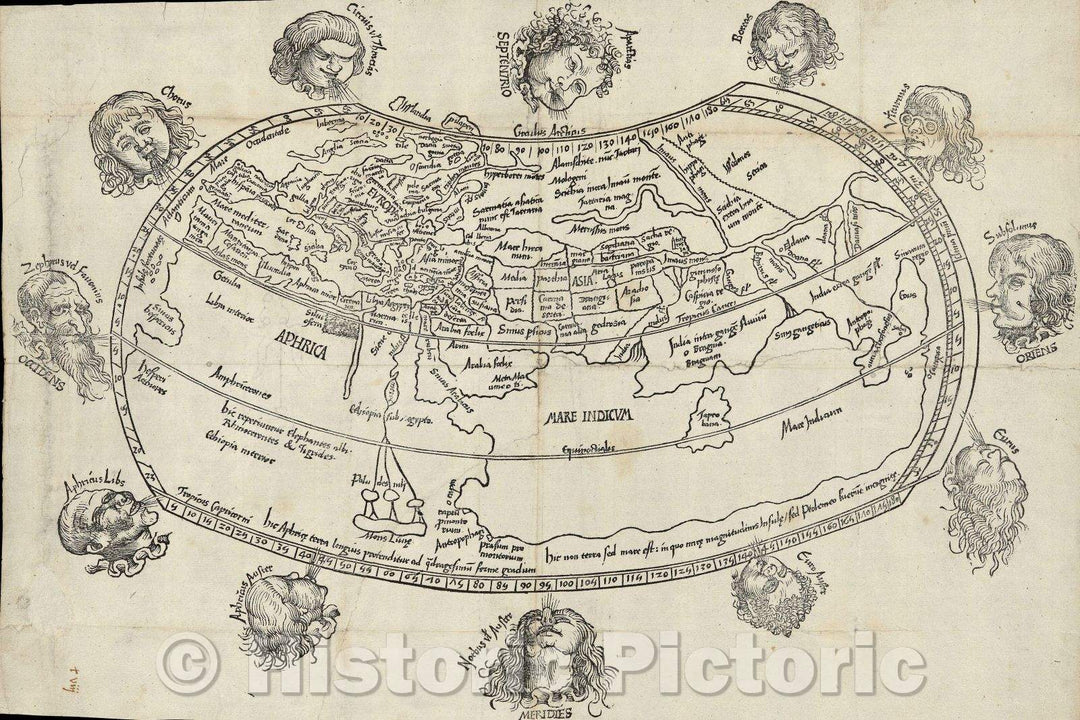 Historic Map : Untitled Ptolemaic Map of the World, 1504 , Vintage Wall Art