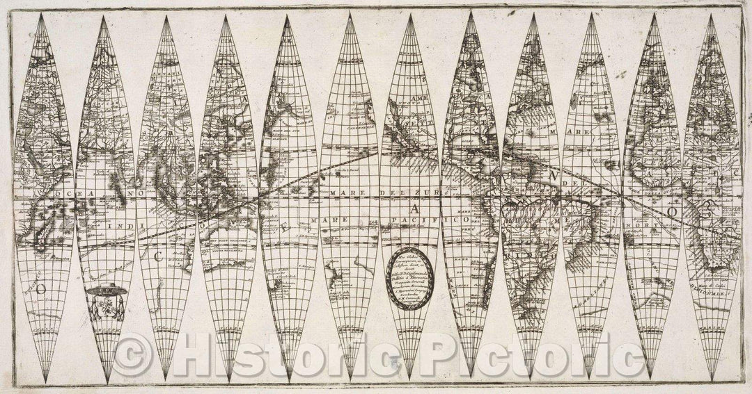 Historic Map : Untitled (Terrestrial and Celestial Globe Gores), 1693 , Vintage Wall Art , v2