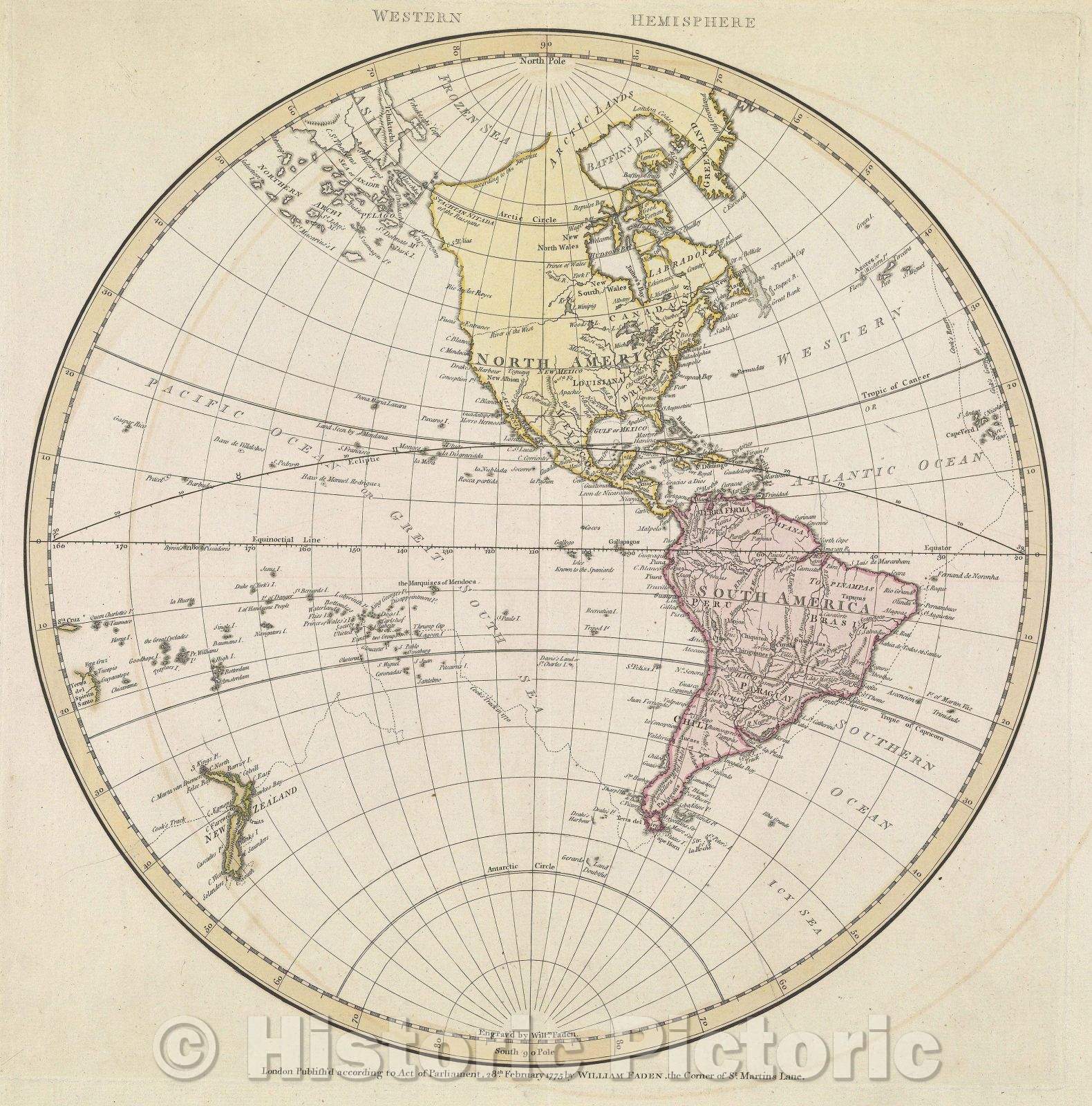 Historic Map : Western Hemisphere, 1775 , Vintage Wall Art