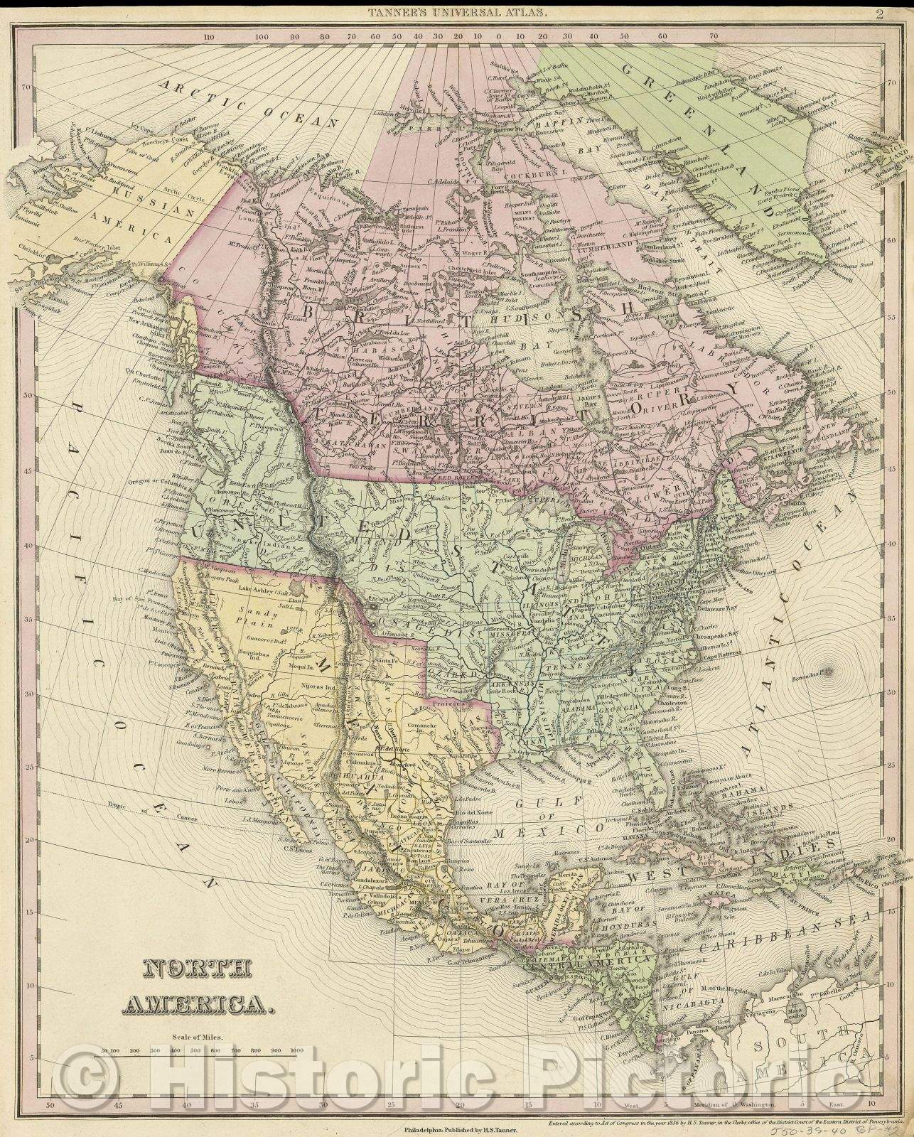 Historic Map : North America., 1836 , Vintage Wall Art