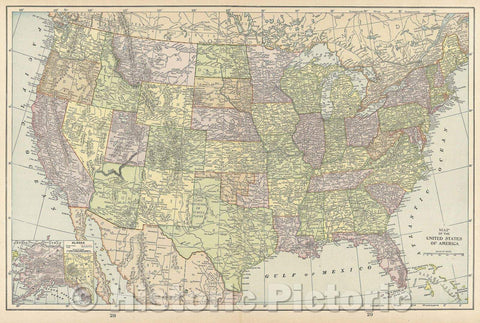 Historic Map : Map of the United States of America, 1900 , Vintage Wall Art