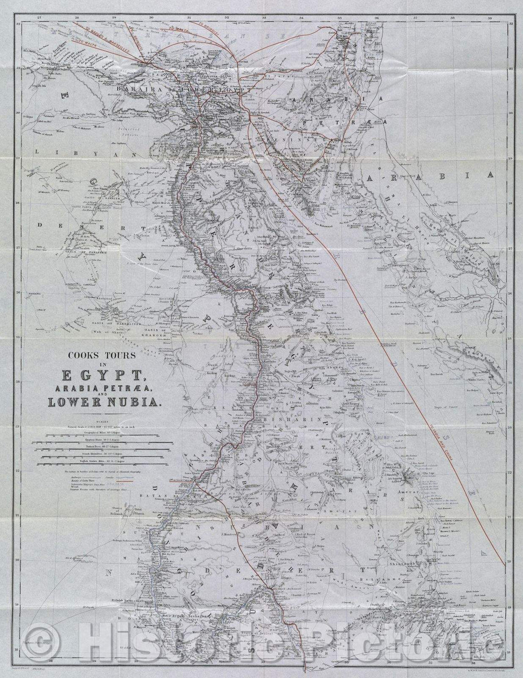 Historic Map : Cooks Tours in Egypt, Arabia Petraea, and Lower Nubia, 1921 , Vintage Wall Art