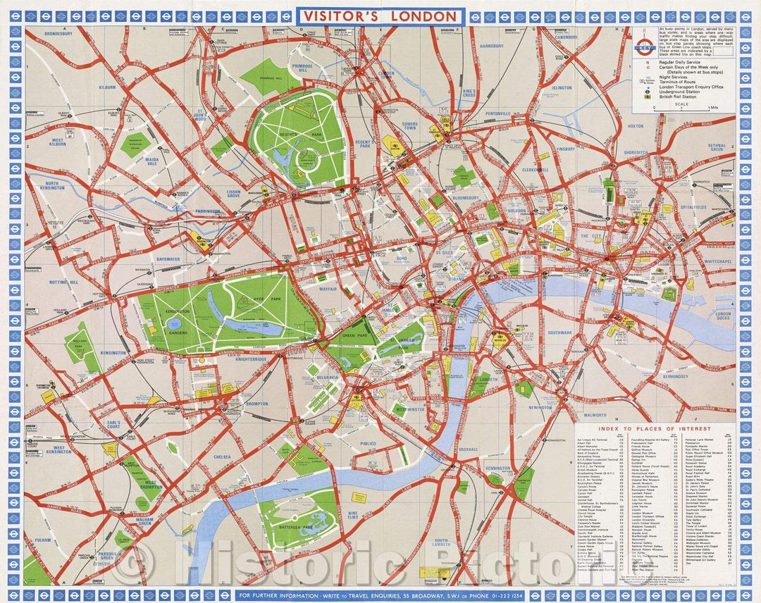 Historic Map : Visitor's London, 1971 , Vintage Wall Art