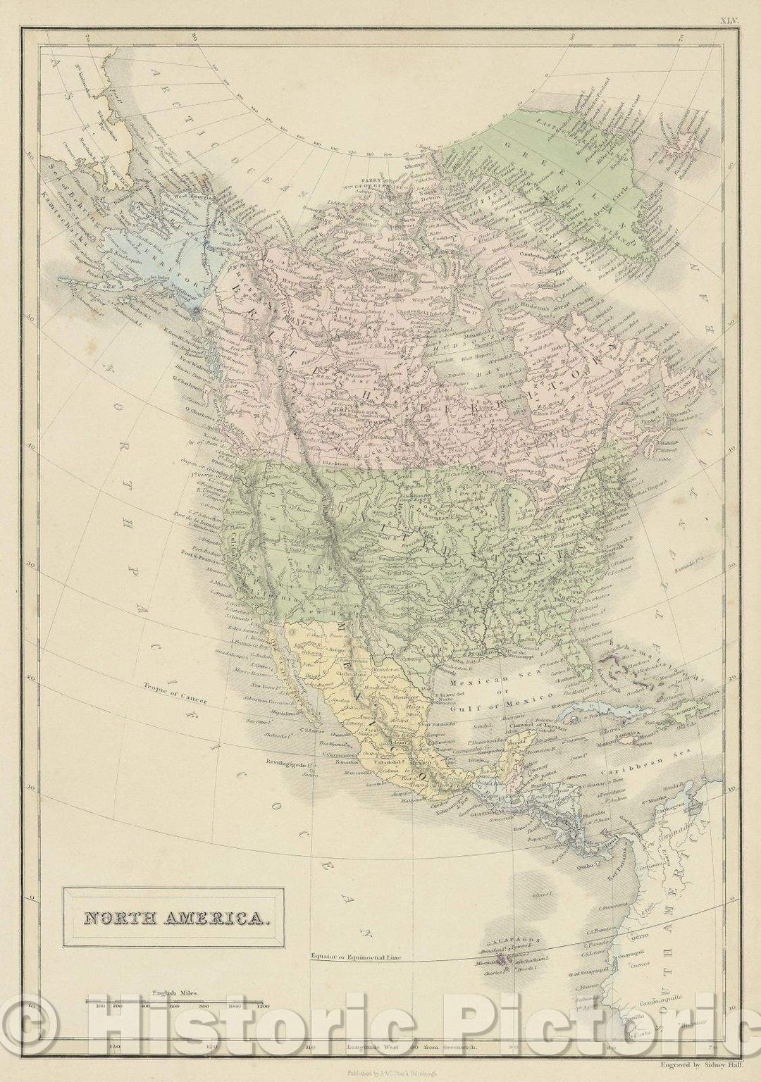 Historic Map : North America, 1854 , Vintage Wall Art