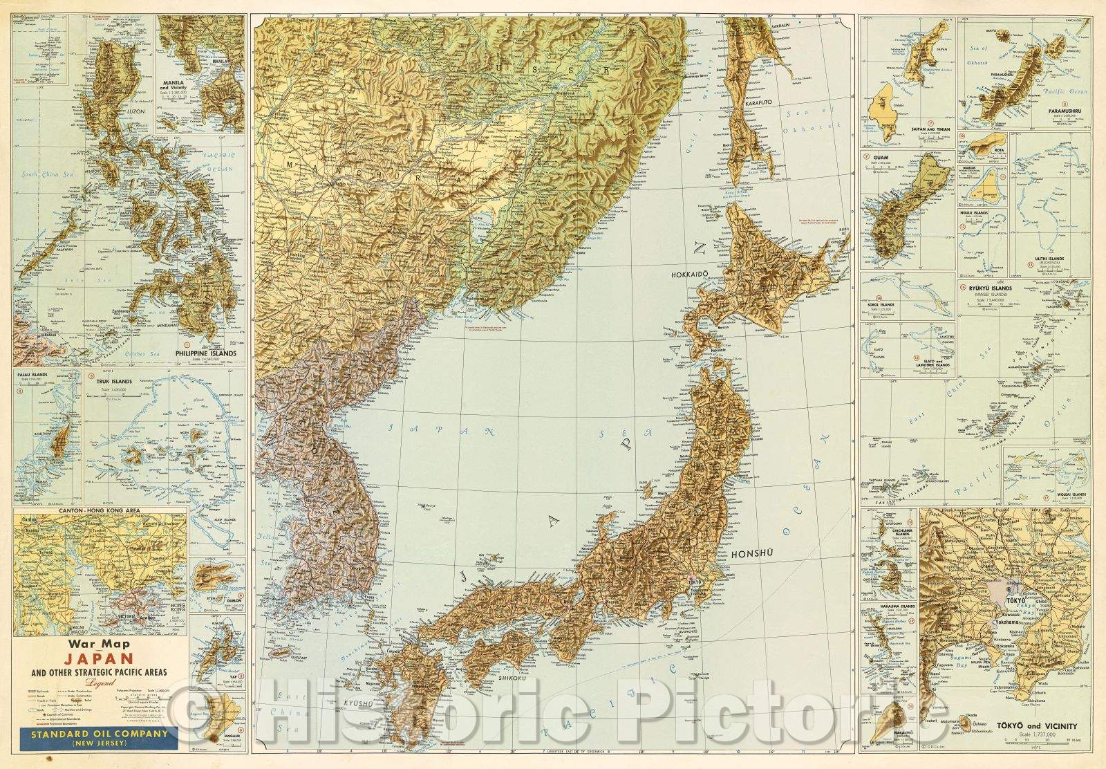 Historic Map : War Map, Japan and Other Strategic Pacific areas, c. 1944 , Vintage Wall Art