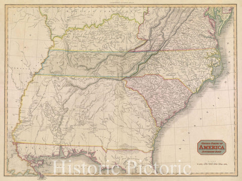 Historic Map : United States of America Southern Part, 1809 , Vintage Wall Art