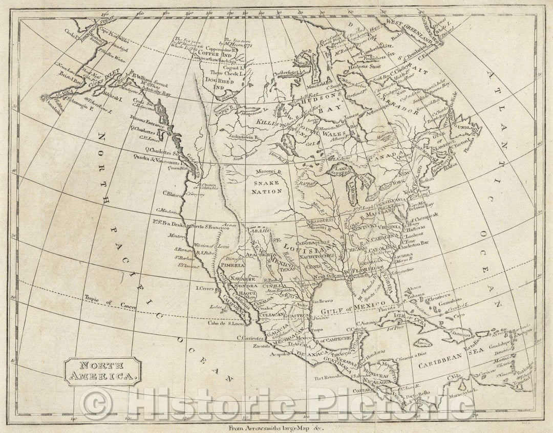 Historic Map : North America, 1810 , Vintage Wall Art