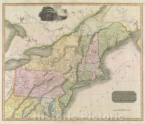 Historic Map : Northern Provinces of the United States, 1817 , Vintage Wall Art