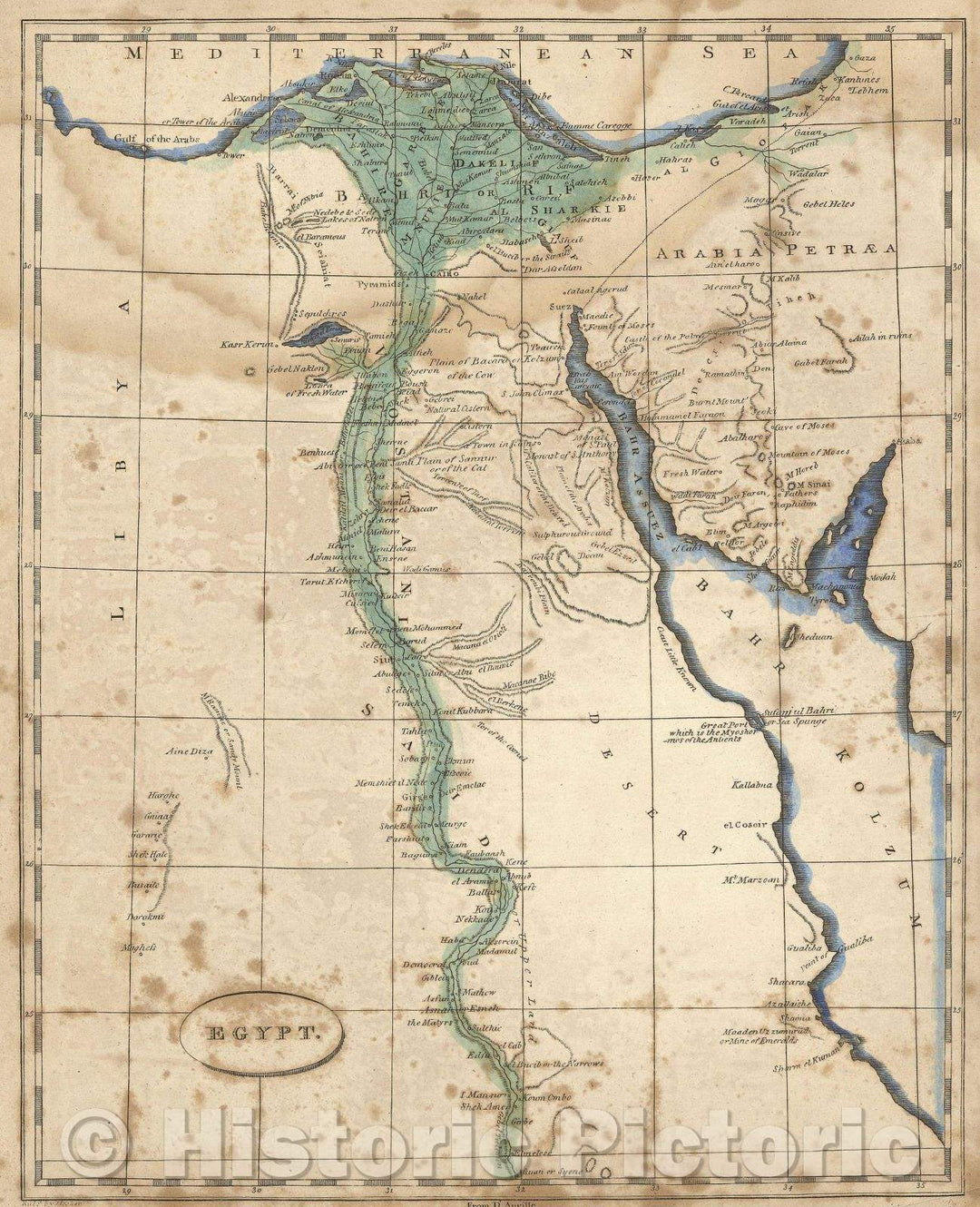 Historic Map : Egypt, c. 1818 , Vintage Wall Art