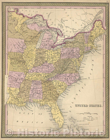 Historic Map : United States, 1846 , Vintage Wall Art