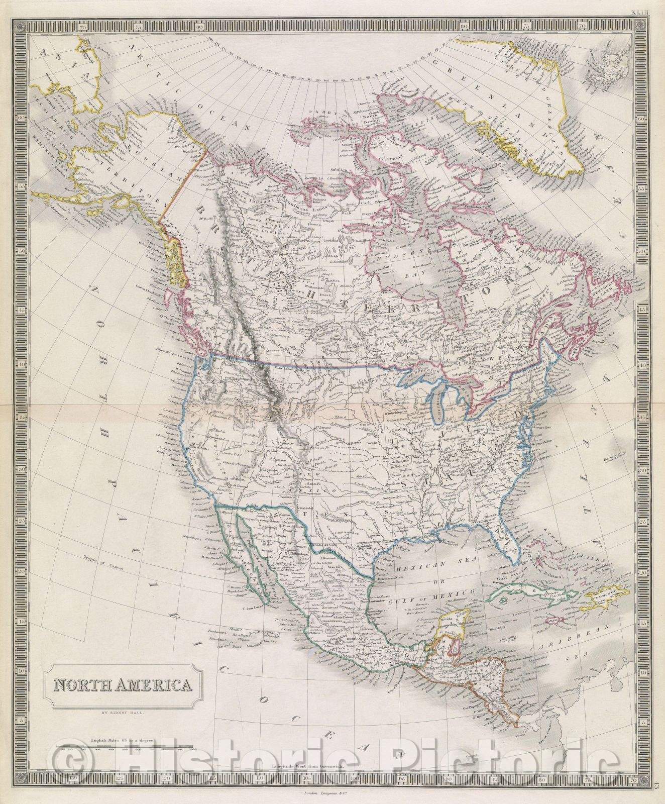 Historic Map : North America, c. 1853 , Vintage Wall Art