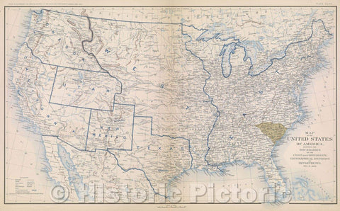 Historic Map : Map of the United States of America, showing the Boundaries of the Union and confederate Geographical Divisions and Departments, Dec. 31, 1860., 1891 , Vintage Wall Art