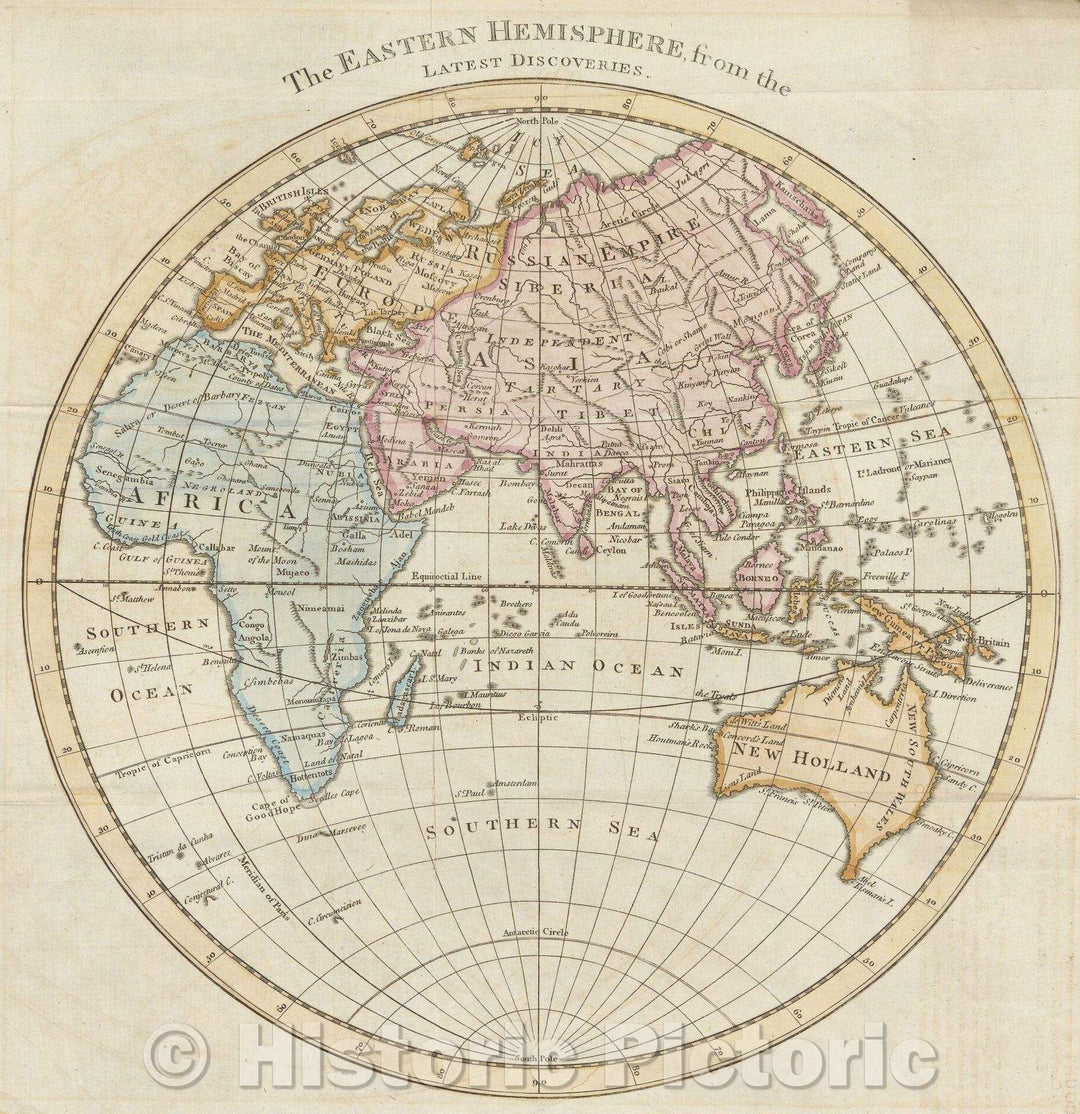 Historic Map : Eastern Hemisphere from the Latest Discoveries, 1775 , Vintage Wall Art