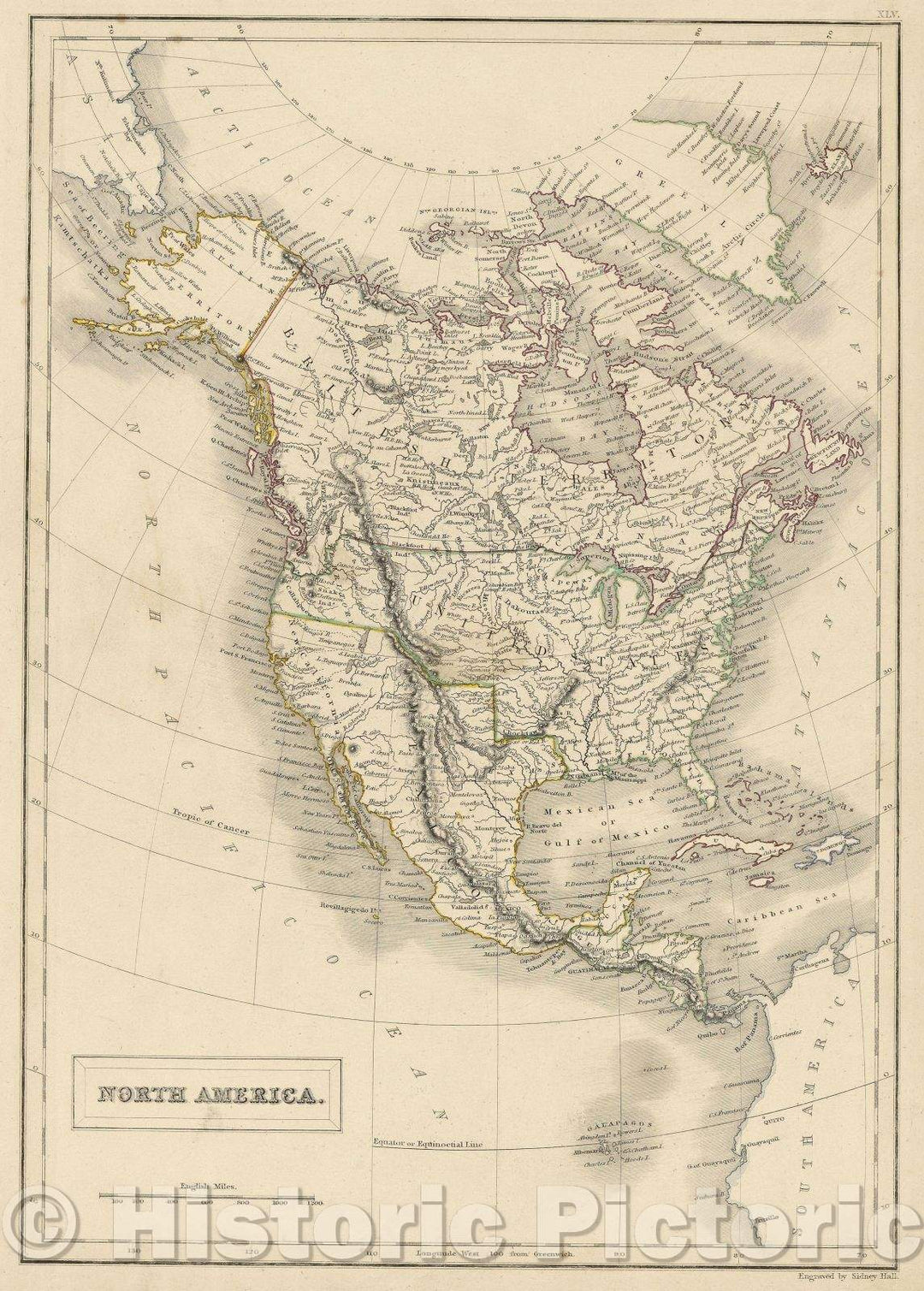 Historic Map : North America, 1841 , Vintage Wall Art