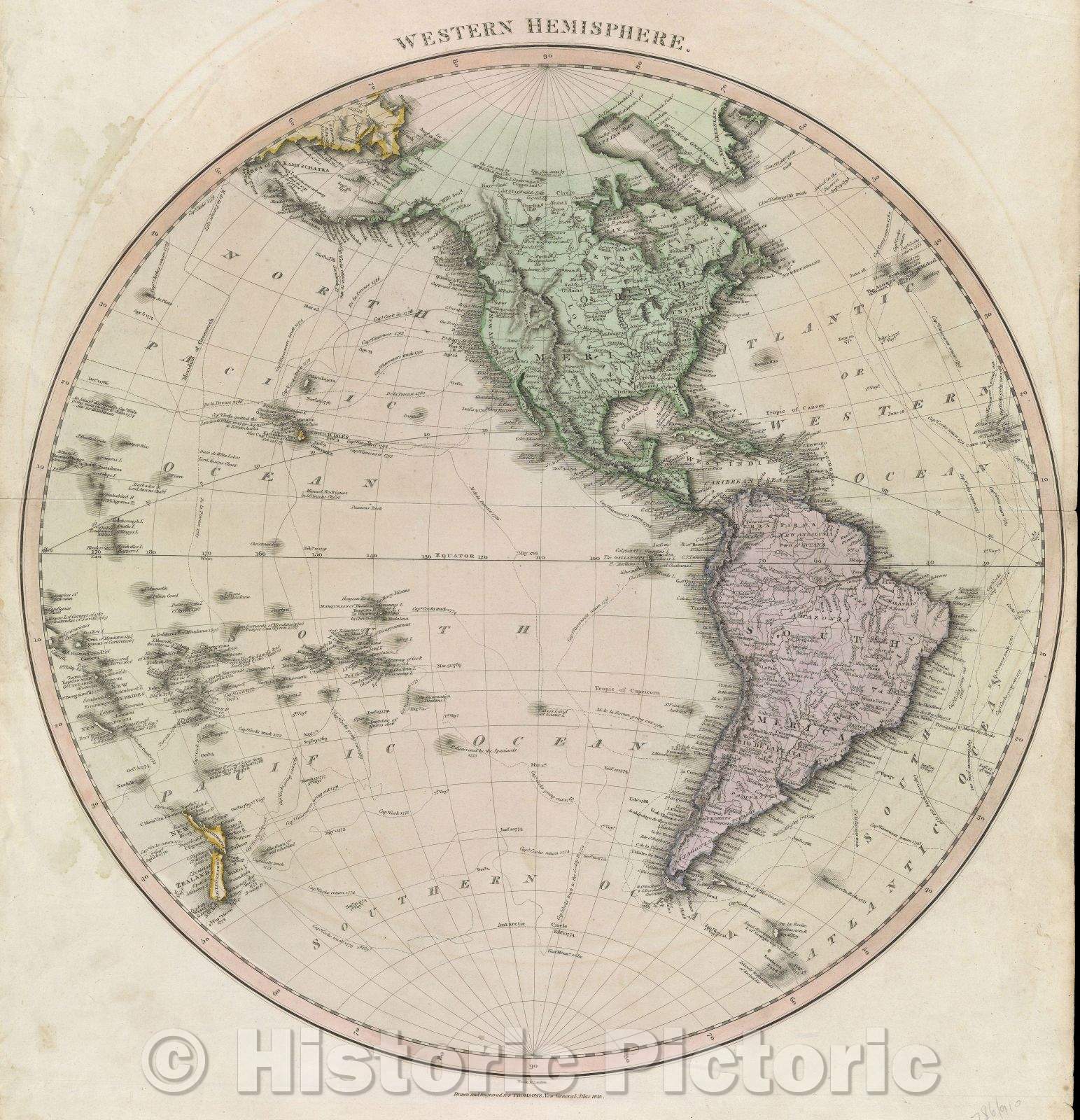 Historic Map : Western Hemisphere, 1815 , Vintage Wall Art