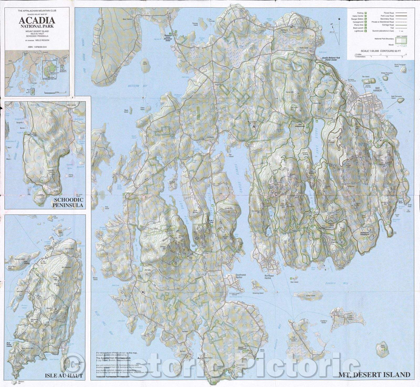 Historic Map : Acadia National Park, 1993 , Vintage Wall Art