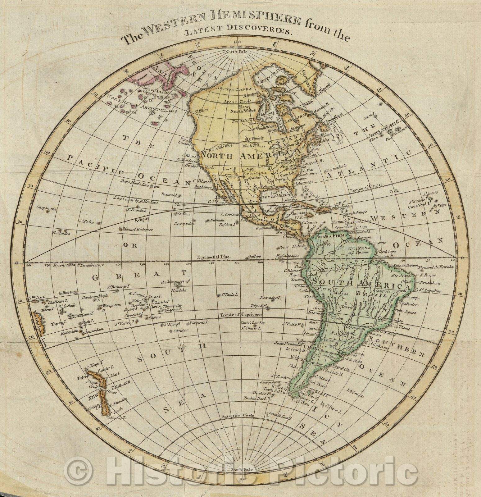 Historic Map : Western Hemisphere from the latest discoveries, 1775 , Vintage Wall Art