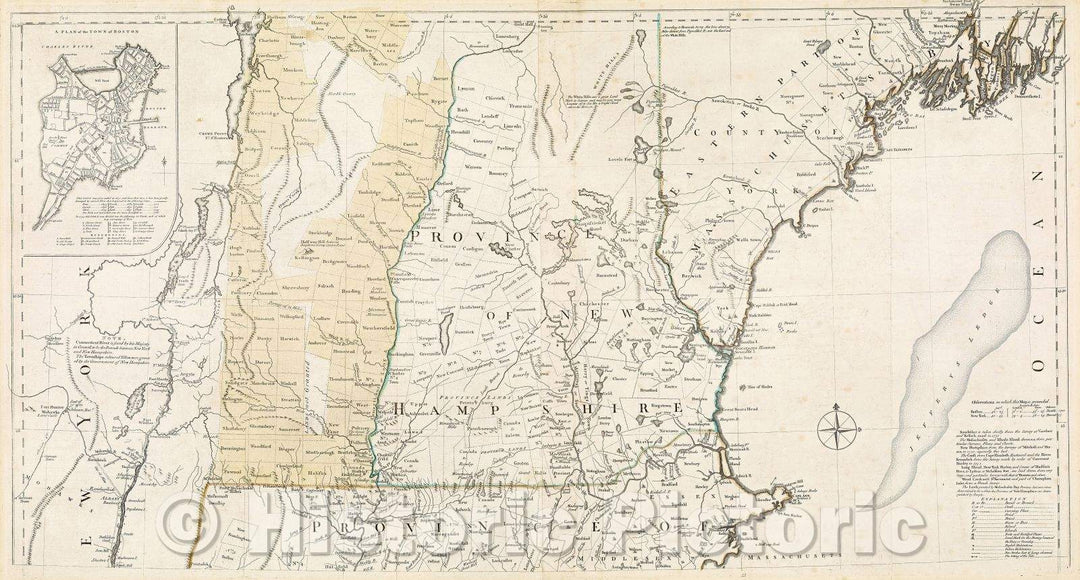 Historic Map : A Map of the most Inhabited part of New England, containing the Provinces of Massachusetts Bay and New Hampshire. with the Colonies of Conecticut, c. 1765 , Vintage Wall Art