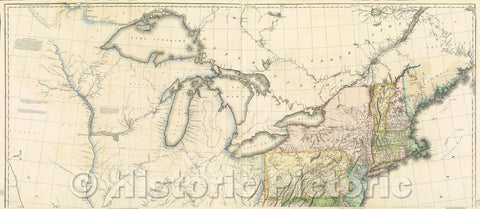 Historic Map : A Map of the United States of North America Drawn from a number of Critical Researches By A. Arrowsmith, Geographer No. 24 Rathbone Place, c. 1798 , Vintage Wall Art