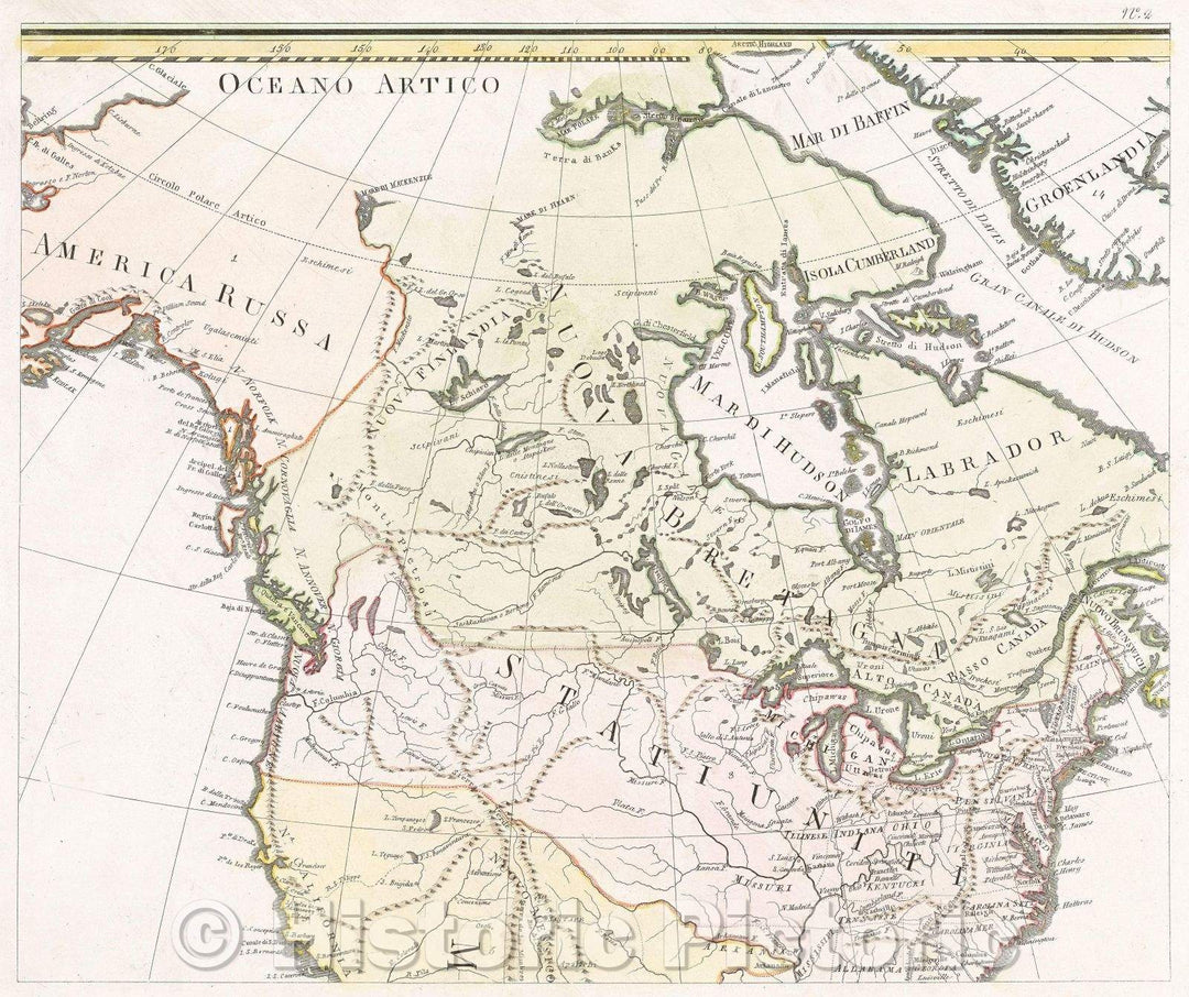 Historic Map : Carta Generale Dell' America con Porzione Della Polinesia o Parte Orientale dell' Oceanica secondo le nuove scoperte ed obervazioni, c. 1823 , Vintage Wall Art