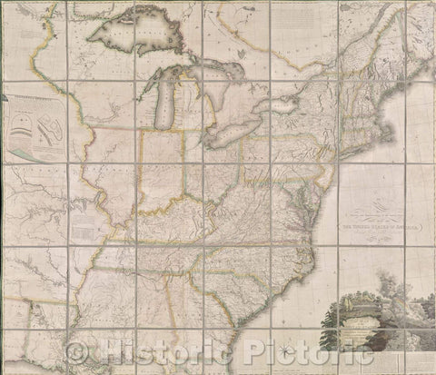 Historic Map : A Map of the United States and British provinces of Upper and Lower Canada with other parts adjacent by Shelton and Kensett., 1816 , Vintage Wall Art