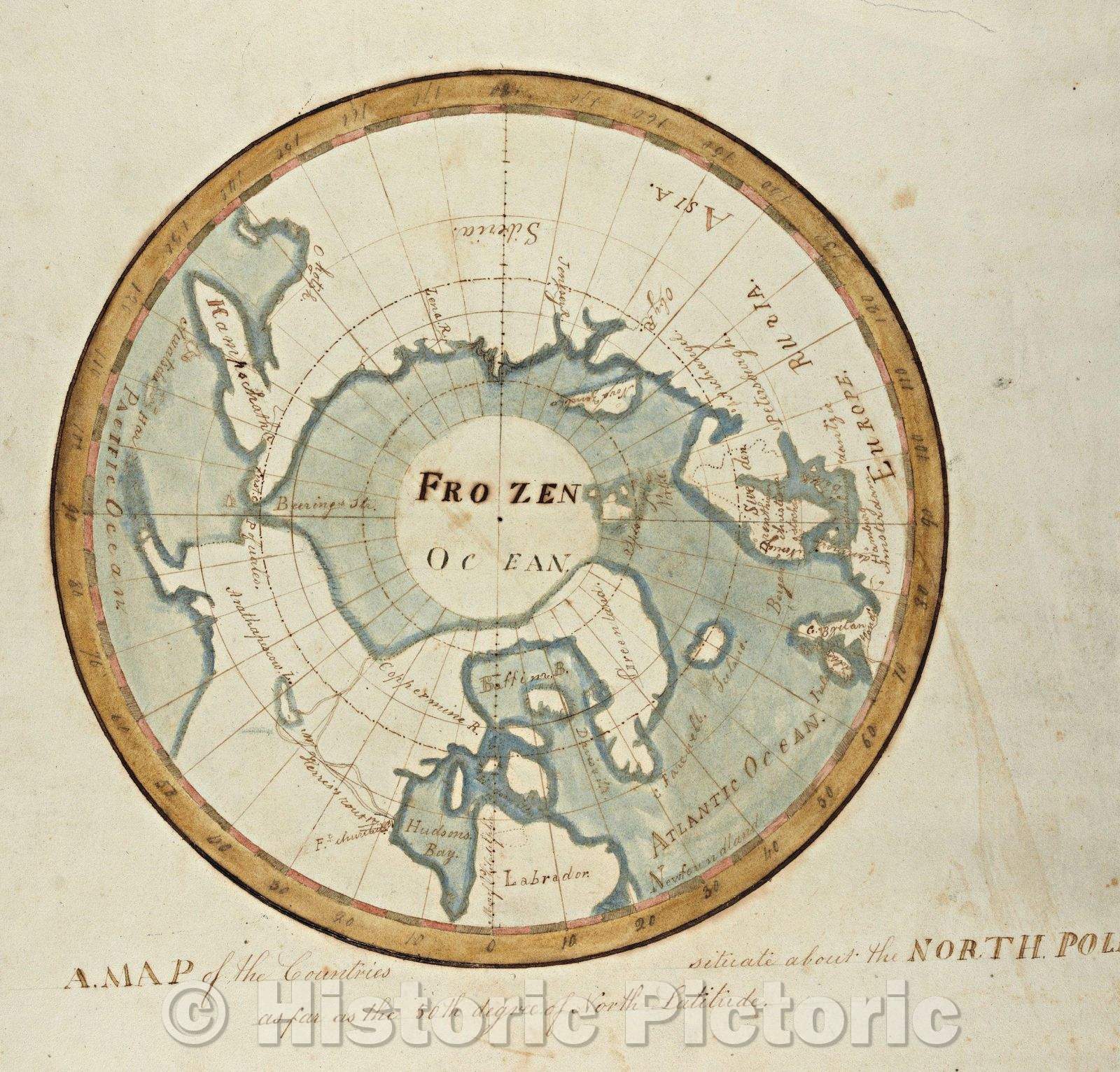 Historic Map : North Pole (The Frozen Ocean), 1820 , Vintage Wall Art