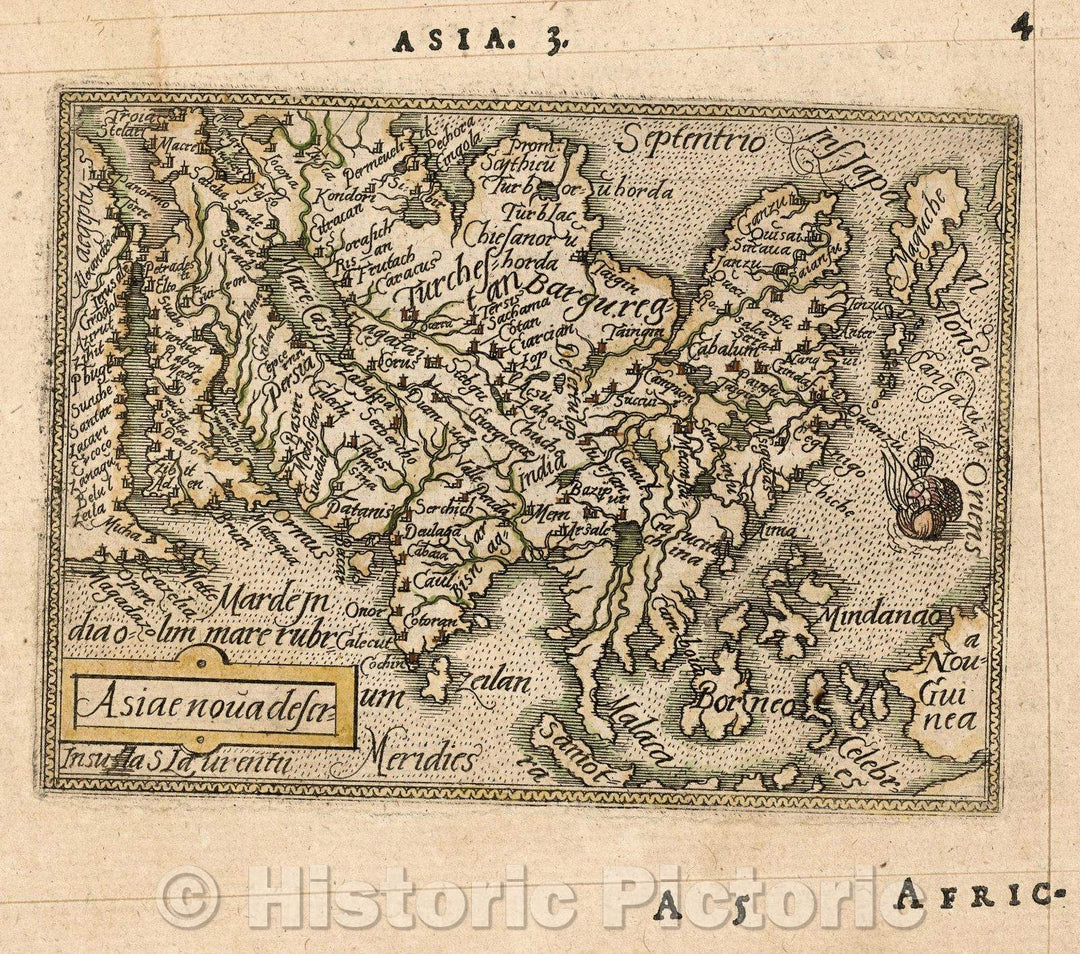 Historic Map : Asiae nova descr:, 1579 , Vintage Wall Art