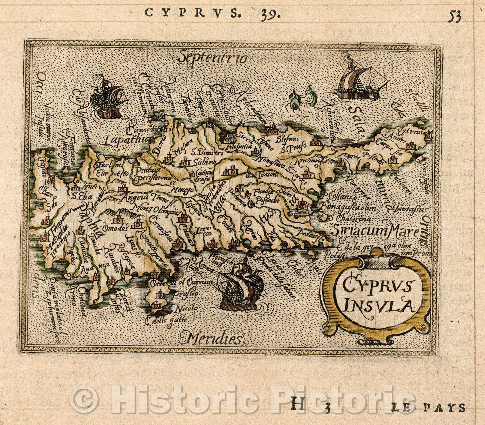 Historic Map : Cyprus Insula, 1579 , Vintage Wall Art