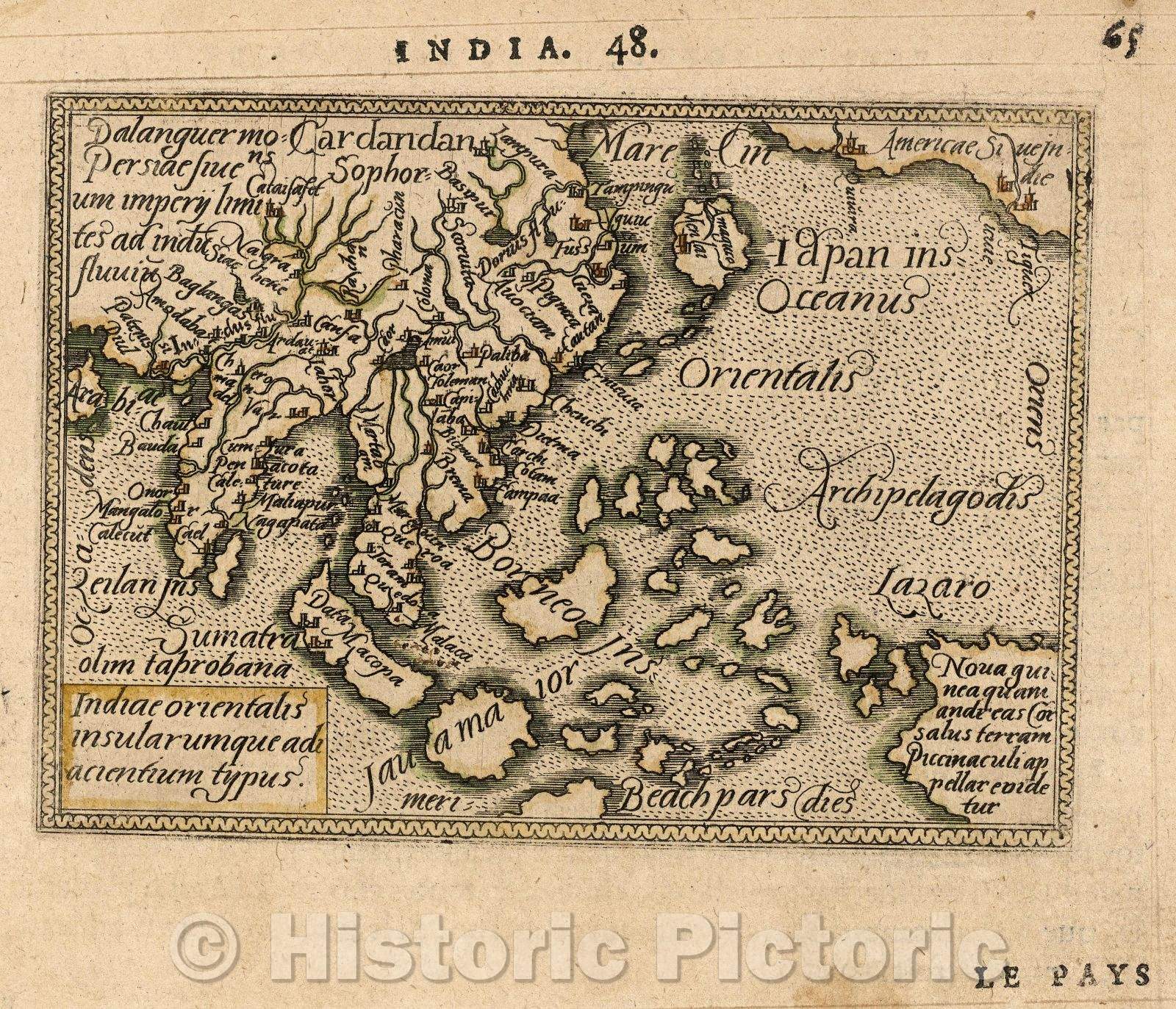 Historic Map : Indiae orientalis insularumque adjacientium typus., 1579 , Vintage Wall Art