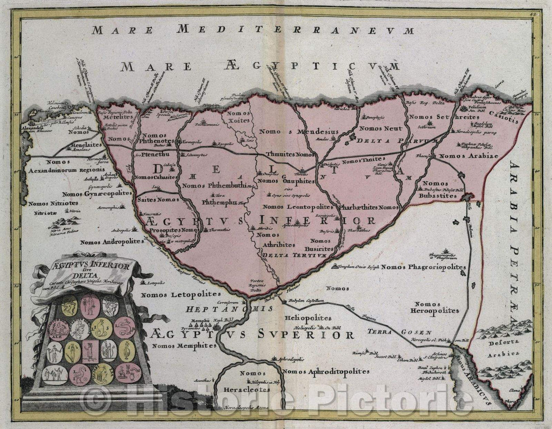 Historic Map : Aegyptus, inferior sive delta, curante Christophoro Weigelio. cum P. S. C. M., c. 1720 , Vintage Wall Art