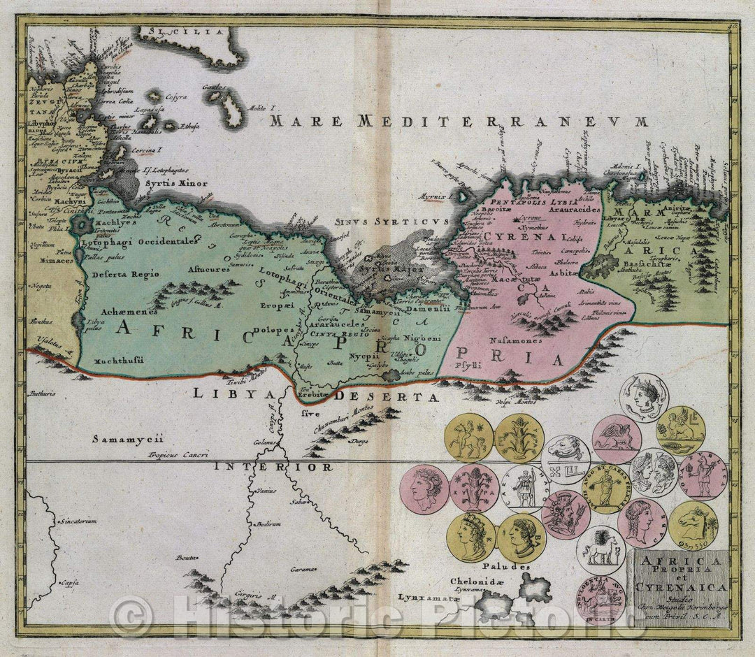 Historic Map : Africa propria et Cyrenaica studio Chri. Weigelii Norimbergae cum privil S. C. M., c. 1720 , Vintage Wall Art