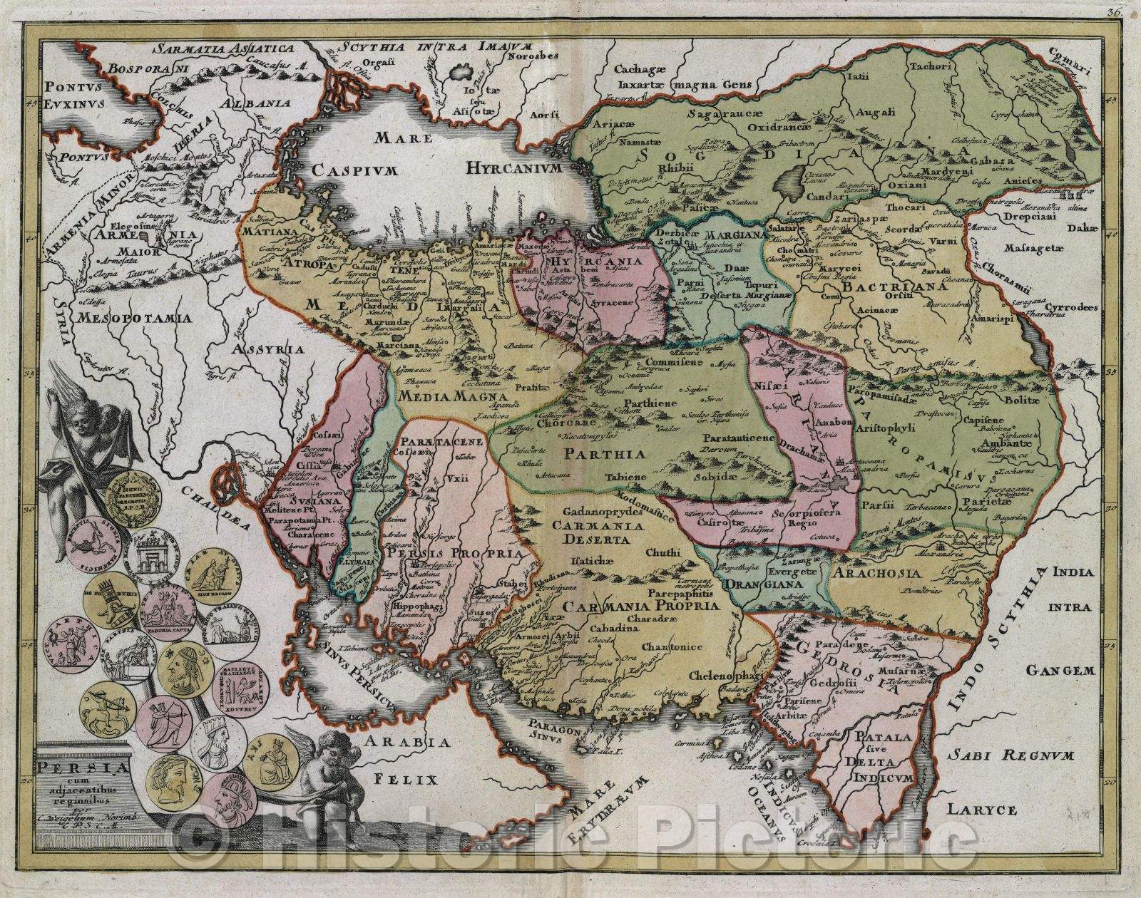 Historic Map : Persia cum adjacentibus regionibus per C. Weigelium Norimb: C. P. S. C. M., c. 1720 , Vintage Wall Art