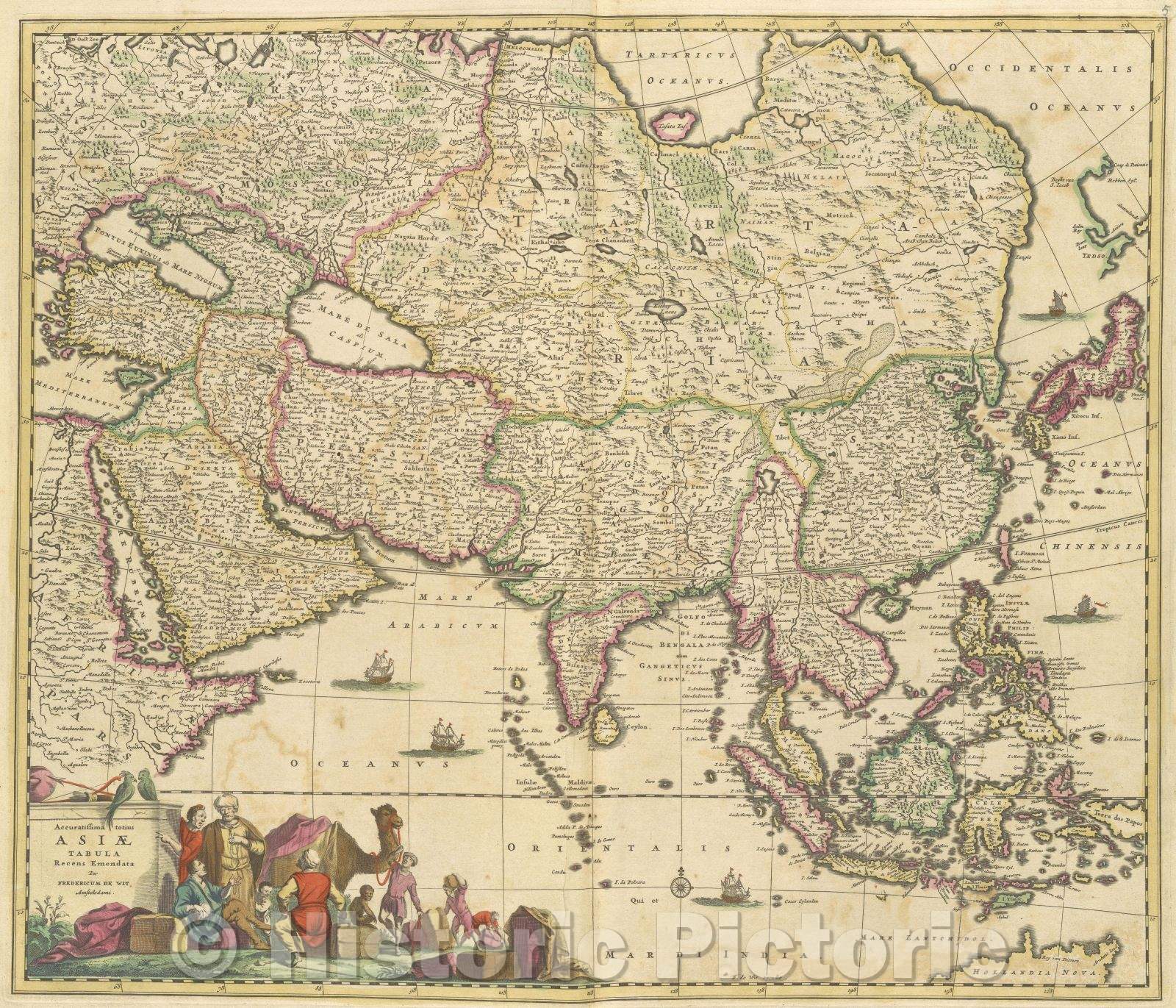 Historic Map : Accuratissima totius Asiae tabula recens emendata per Fredericum de Wit Amstelodami., 1680 , Vintage Wall Art