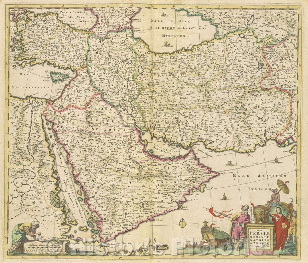 Historic Map : Nova Persiae Armeniae Natoliae et Arabiae descriptio a F. de Wit., 1680 , Vintage Wall Art