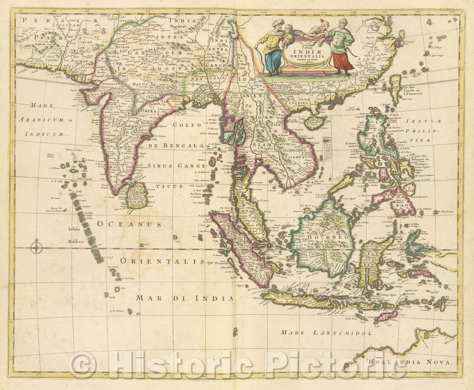 Historic Map : Tabula Indiae orientalis. Emendata a F. de Wit., 1662 , Vintage Wall Art