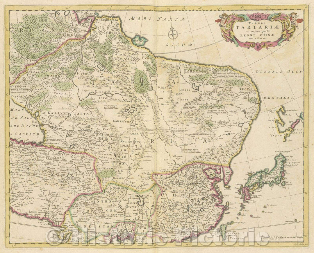 Historic Map : Tabula Tartariae et majoris partis regni Chinae edita a F. de Wit., 1680 , Vintage Wall Art