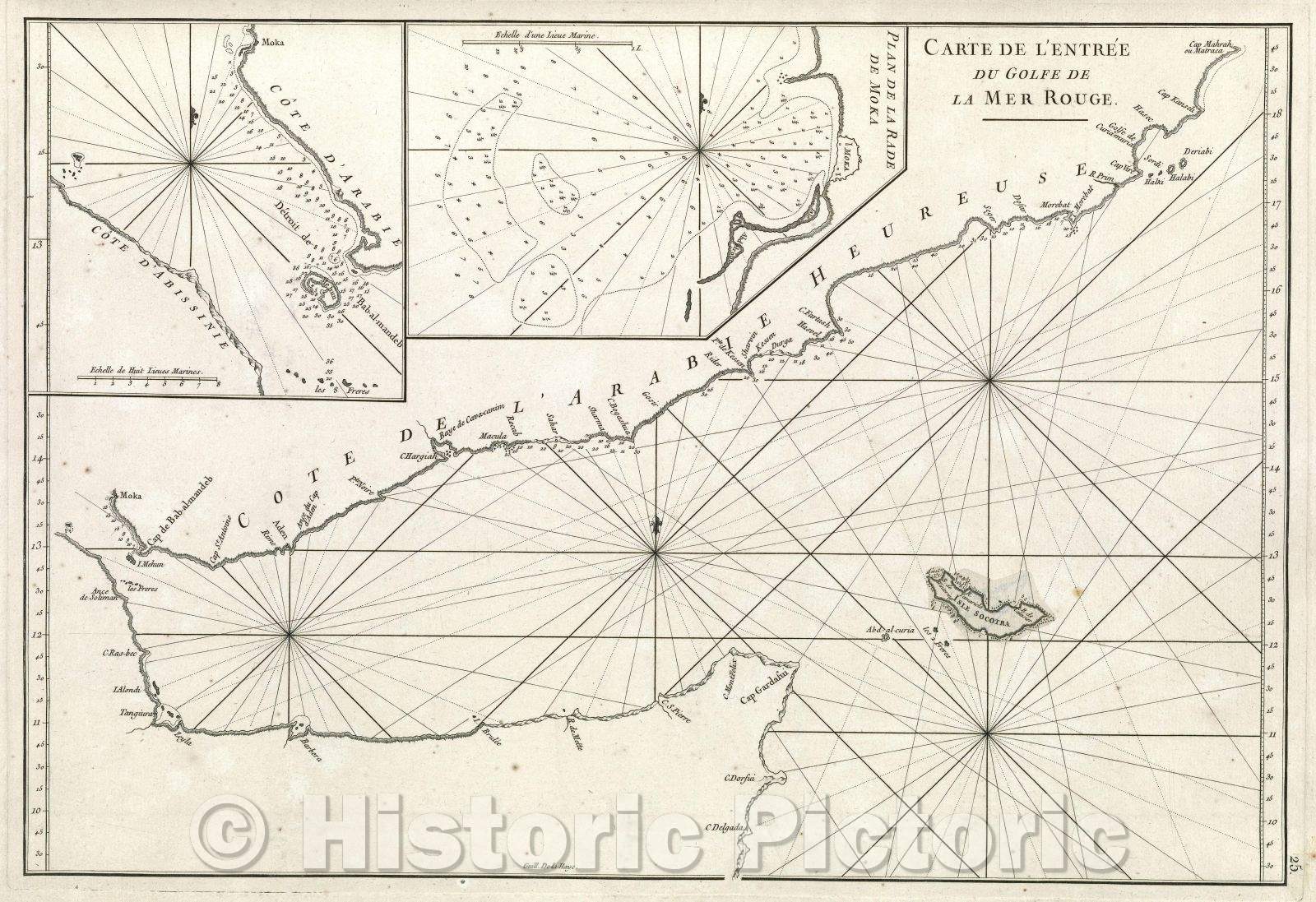 Historic Map : Carte de l'Entree du Golfe de la Mer Rouge., 1775 , Vintage Wall Art