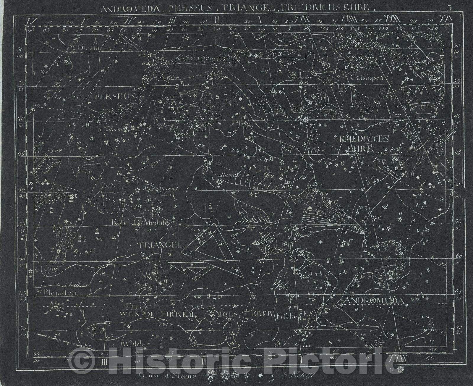 Historic Map : Andromeda, Perseus, Triangle, Friedrichsehre.  3, 1799 , Vintage Wall Art