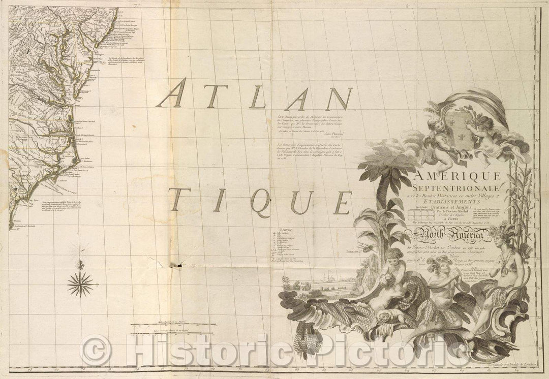 Historic Map : North America so Doctor Michel zu London im 1755: ten jahr ausgegeben jetzt aber in das franzosische ubersetzet zu Paris. durch H. le Rouge, 1756 , Vintage Wall Art , v3