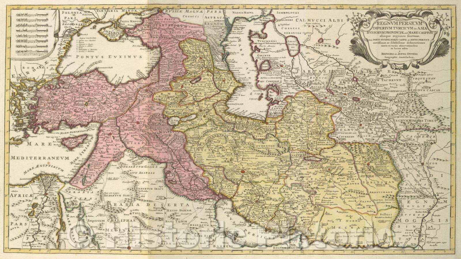 Historic Map : Regnum persicum imperium Turcicum in Asia Russorum provinciae ad Mare Caspium aliaeque regiones finitimae, item Ponti Euxini, Maris Caspii, 1700 , Vintage Wall Art