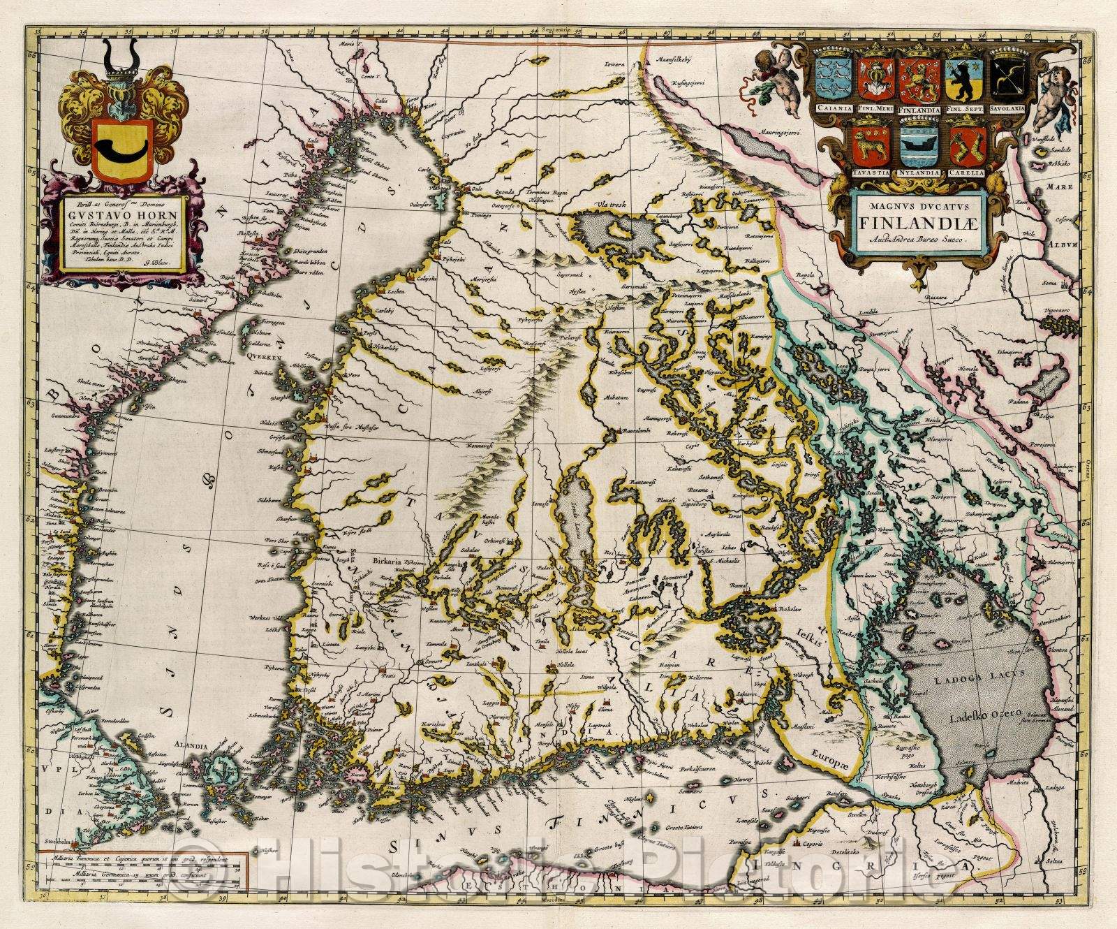 Historic Map : Magnus ducatus Finlandiae Auct. Andrea Buraeo Sueco., c. 1664 , Vintage Wall Art