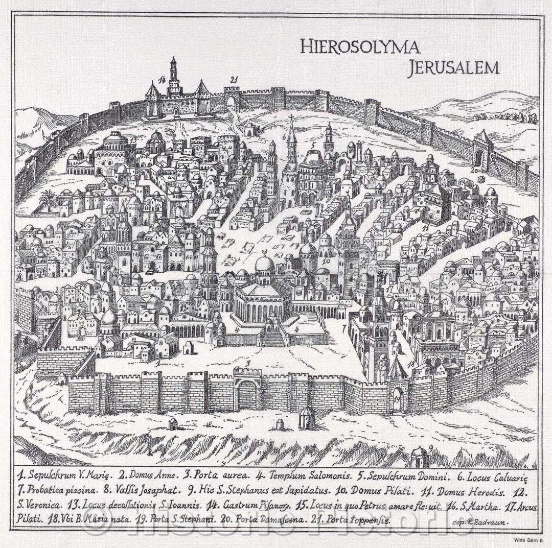 Historic Map : Hierosolyma Jerusalem, 1572 , Vintage Wall Art