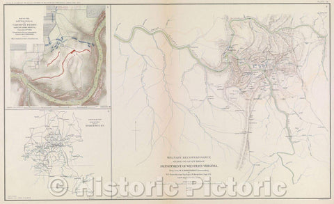 Historic Map : Map of the Battle-Field of Carnifix Ferry, Gauley River West VA. September 10th, 1861.  United States Forces, 1861 , Vintage Wall Art
